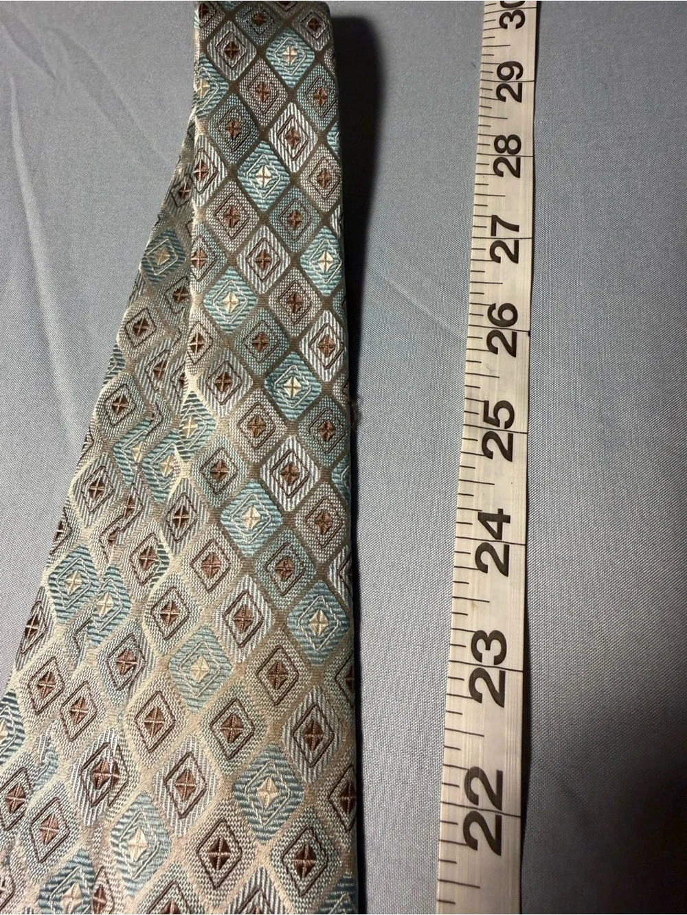 Stafford Men's Geometric Pattern Silk Tie in Light Blue and Gray
